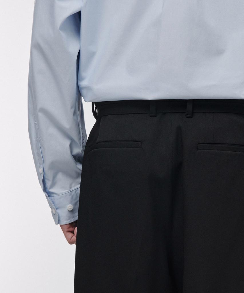 MUSINSA STANDARD Narrow Belt One-Pleat Wide Slacks [Black]