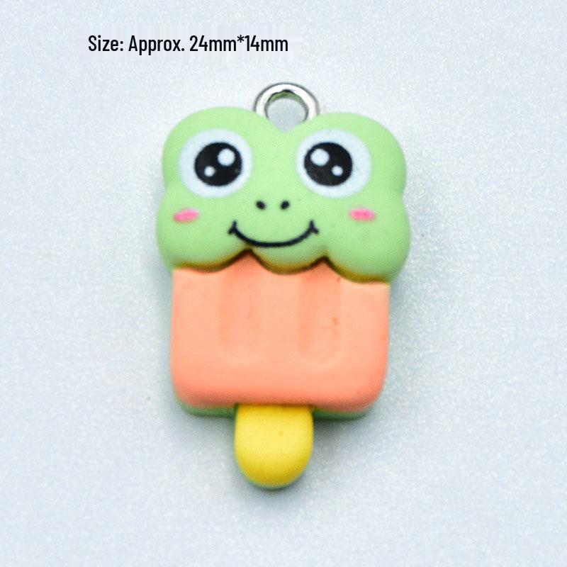 Resin Cartoon Animal Popsicle Charms: Frog, Bear, Rabbit - DIY Jewelry Accessories