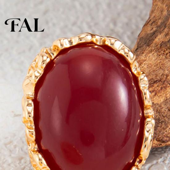 Daily Wear Gold Tone Jewelry 1 Pair Vintage Oval Stud Earrings for Women, Retro Statement Elegant Resin Gemstone Earrings, Frame Chunky Stone