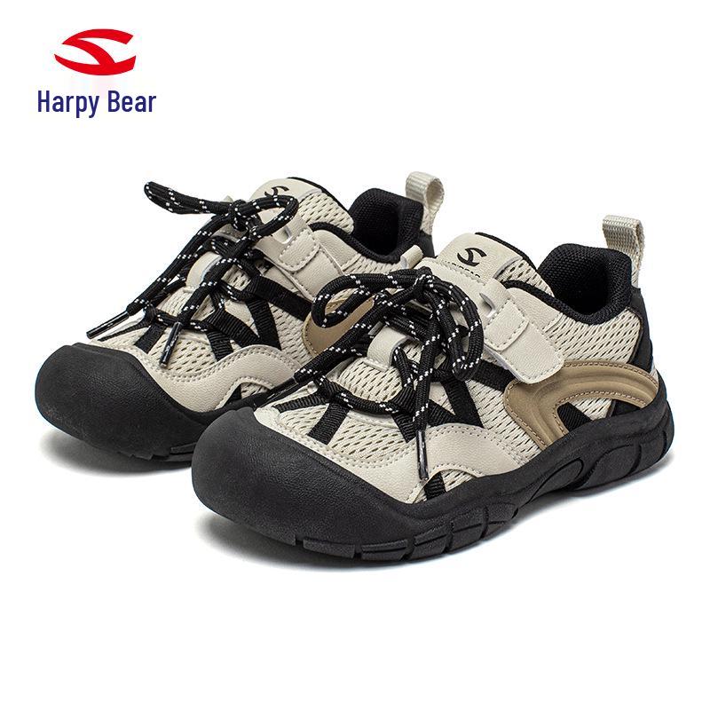 

Habi Bear Kids Breathable Mesh Round-Toe Shoes, Anti-Collision, for Spring and Autumn. 29 чёрный/бежевый