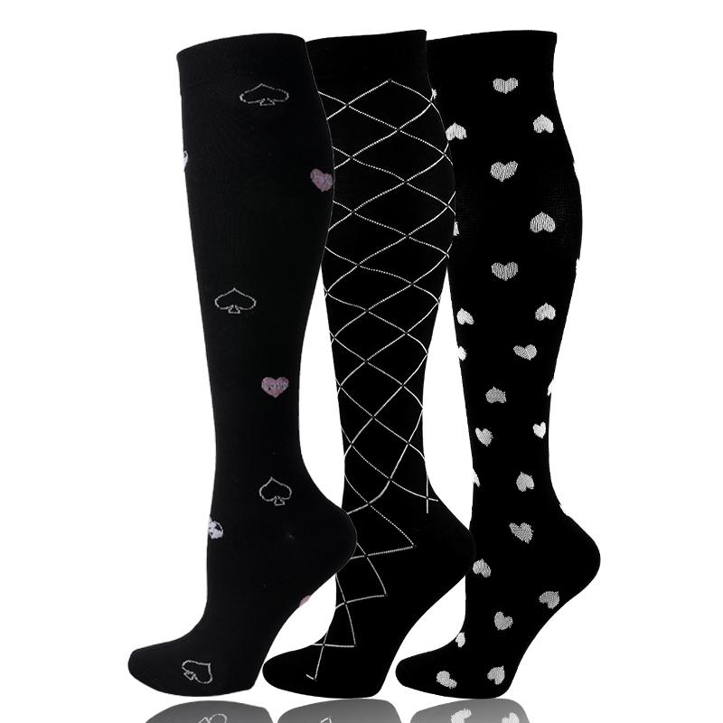 58 stylů 3 páry/balení Kompresní podkolenky 30 mmHg Ženy Muži Sportovní podkolenky Edém Cukrovka Křečové žíly Běžecké podkolenky