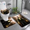 3pcs Lightning Adam Pattern Flannel Nonslip Absorbent Washable Decorative Bathroom Home Toilet Seat Cover Mat