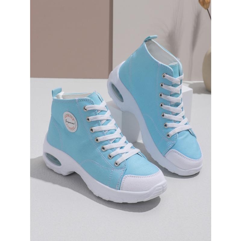 New Style Women Breathable High Top Canvas Shoes: Elevate your height and style with these sporty style sneakers.