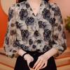 Women's  Loose Floral Chiffon Blouse Short-sleeve Floral T-shirt Summer Spring