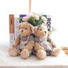 2pcs/pair 26cm Lovely Couple Teddy Bear With Clothes Dolls Stuffed Animal Bear Plush Toy Kids Baby Children Girl Birthday Gift