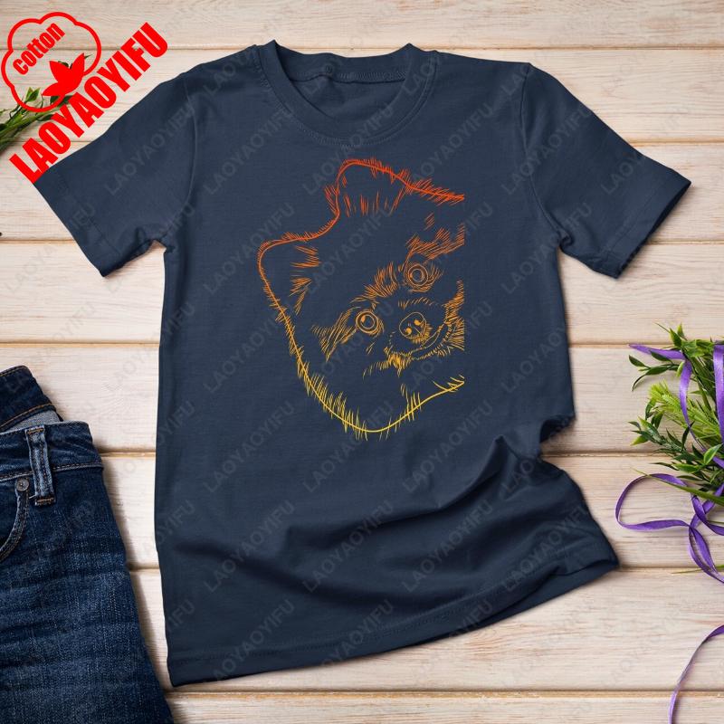 Lustiges Hund Pommern Unisex T-Shirt Einfach Kawaii Lieblich Paar Kleidung Männer Frauen Baumwolle Neuer Stil Oberteile Kreative Harajuku T-Shirts