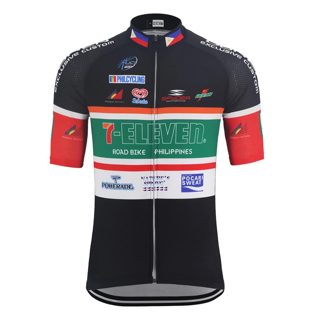 7-Eleven Cyklistický dres Set Krátký rukáv Bib šortky Dry Fit Lycra Unisex