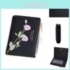 Ladies Wallet With Stitching Embroidery Pu Fabric Multiple Card Slots And Antitheft Design