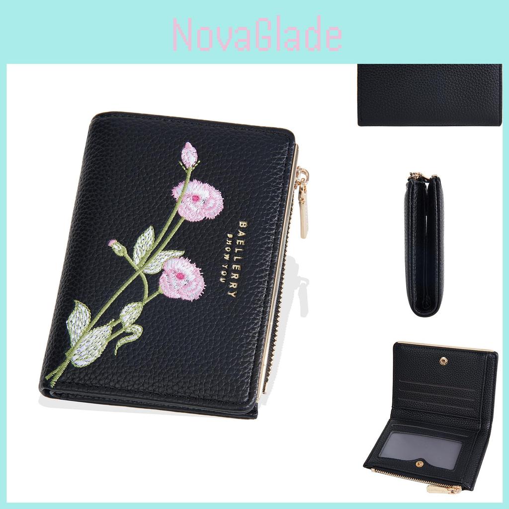 Ladies Wallet With Stitching Embroidery Pu Fabric Multiple Card Slots And Antitheft Design