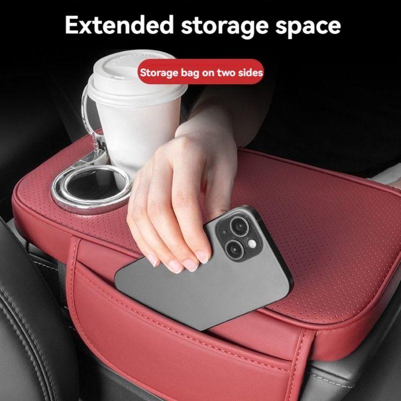 Universal Car Center Console Armrest Cushion with 2 Cup Holder Comfortable Heighten Pads Stable Creative Armrest Cover