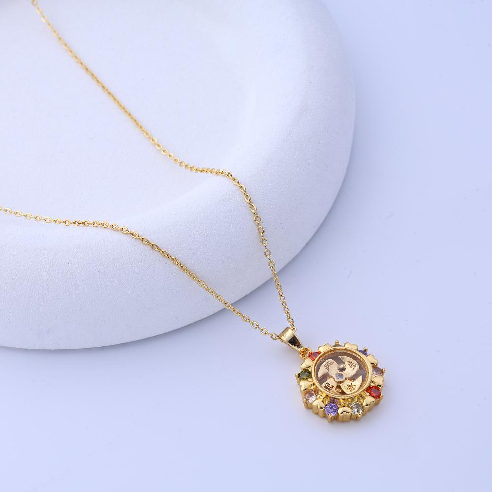 New Vintage-inspired Diamond-inlaid Rotating Necklace, Unisex Design