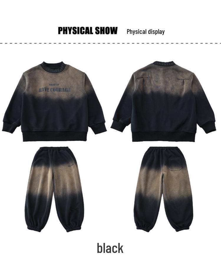 Trendiges Retro Kinder Fleece Sweatshirt & Hosen Set - Warmes Herbst/Winter Zweiteiler für Jungen