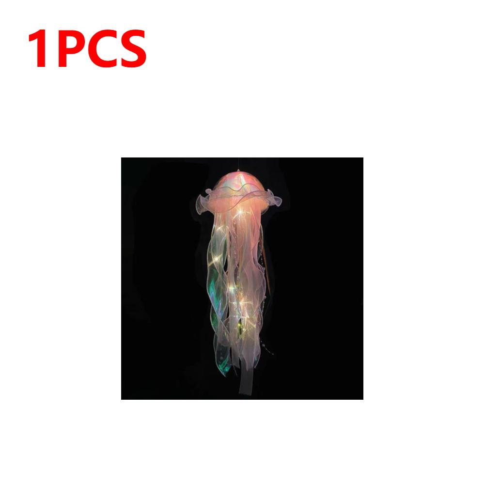 Gradient Jellyfish LED Night Light Handmade Pendant Lamp Colorful Hanging Light for Indoor Outdoor Garden Festival Decoration