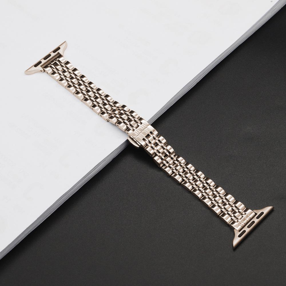 Seven-Bead Stainless Steel Slim Waist Band for Apple Watch Models 9-5, Ultra 2