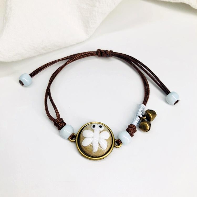 Retro Stone Flower Bracelet Female Jingdezhen Handmade Jewelry Woven Ceramic Pinched Flower Bracelet
