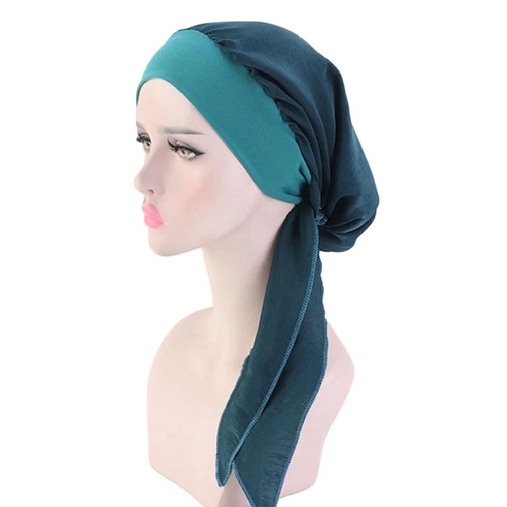 Horké dámské muslimské turbanové hidžábové klobouky na chemoterapii proti rakovině, čepice s květinovým potiskem, kryt na ztrátu vlasů, šátek na hlavu, elastický bandánový wrap, předvázané pokrývky hlavy
