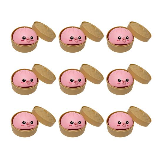 

12Pcs Bubble Blowing Steamed Bun Toy with Steamer Cartoon Dumpling Sensory Pinch Fidget Toy Stress Relief Relaxation Decompression Tool 12pcs рожевий
