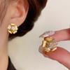 New Chinese Simple and Fashionable Versatile Brushed Zircon Small Orchid Stud Earrings for Women's Niche Design Earrings