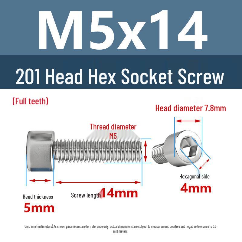 Yigu 201 Stainless Steel Cup Head Hexagon Screws and Bolts - M3, M4, M5, M6