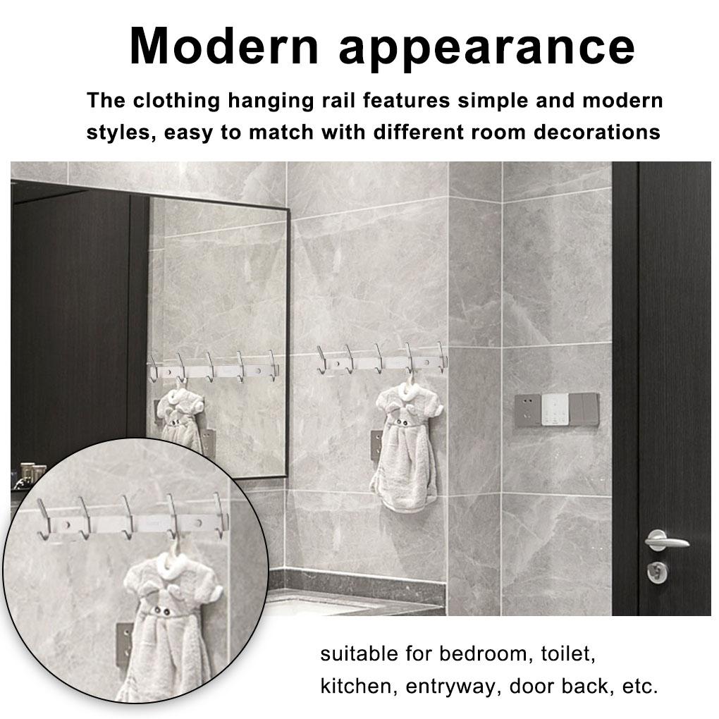 Wall Mounted Coat Hook Rack Steel 5-Hook Clothes Hanger Door Back Towel Storage