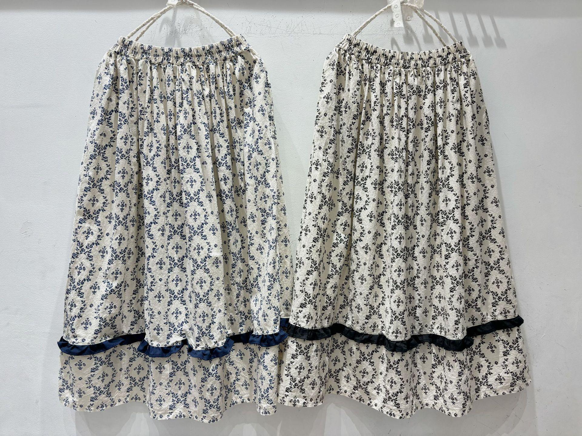 

2026 Spring/Summer Mori Girl Artistic Cotton Linen A-line Midi Skirt for Women One Size чорний