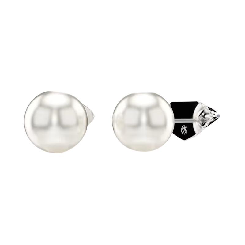 Swarovski Lucent Spherical Pavé Crystal Rhodium Plated Stud Earrings Women's Silver/White 5686483