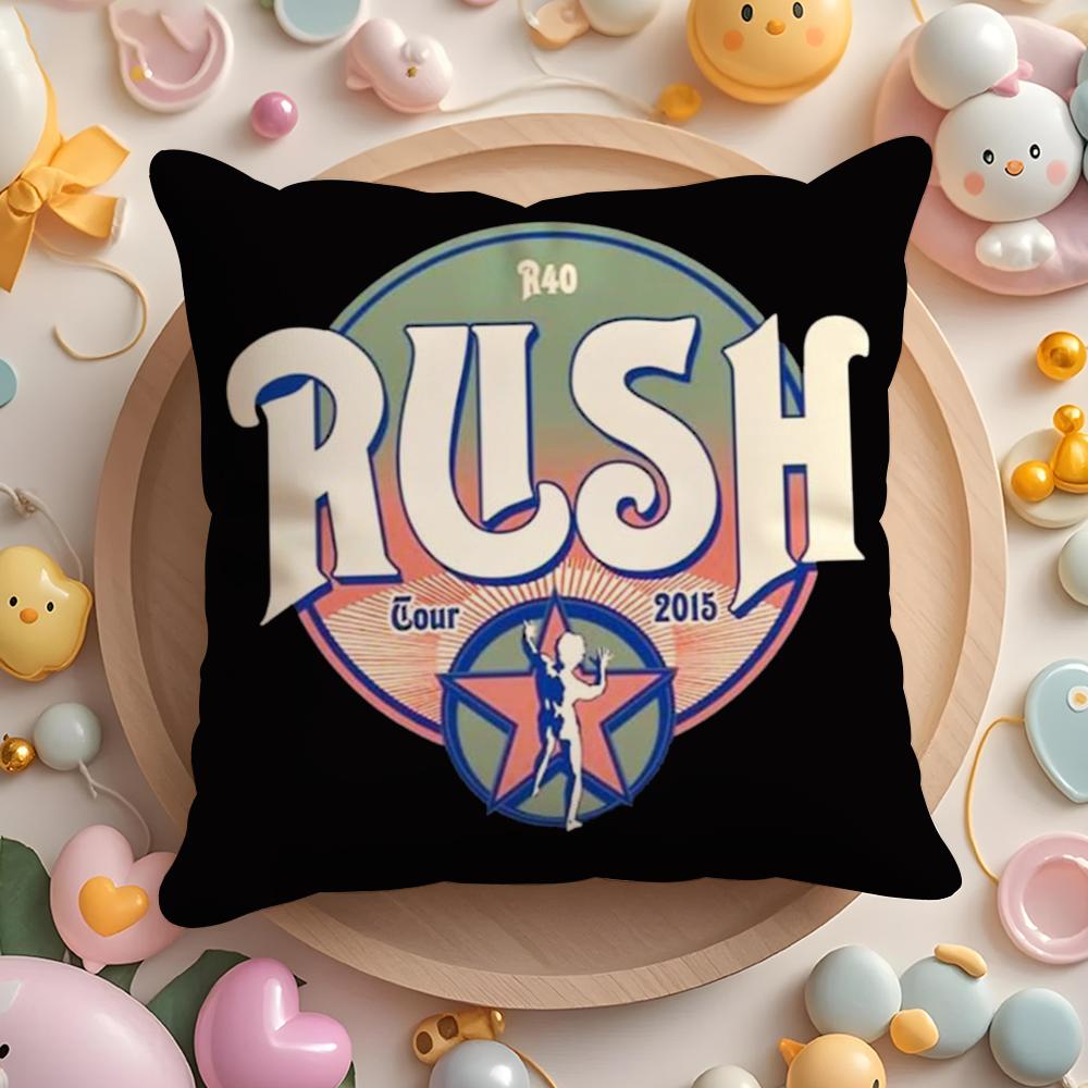 ROCK BAND R-RUSH Pillow Case Plush Fabric Soft Double-Sided Printed Sofa Home Decor Fine Winter  Gift Cushion Cover
