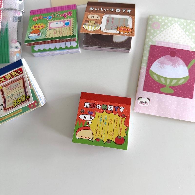50Sheets Japanese Vintage Self-Adhesive Sticky Notes Message Stickers Kawaii Scrapbooking Notes Stationery Supplies