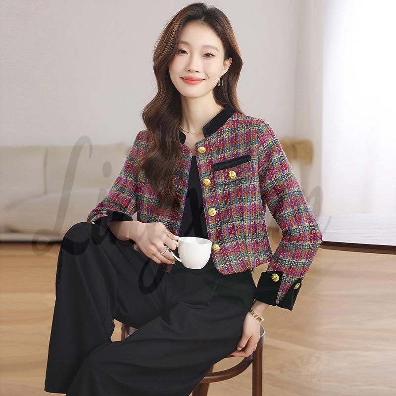 

Корейское клетчатое пальто из бархата 2026: Шикарный осенне-зимний топ для женщин Medium