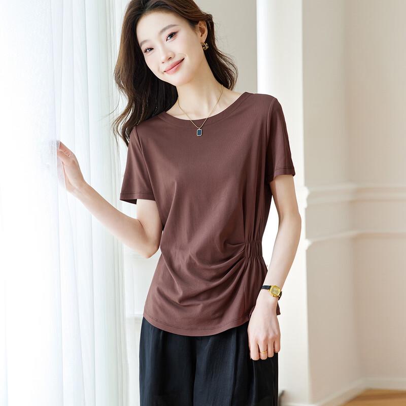Srcr Women's Twisted Silk Waist-Cinching Short-Sleeve Top