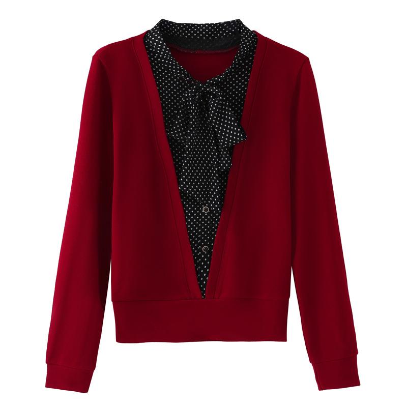 Fake Two-piece Long-sleeved Bottoming Shirt Women's New Spring Strap Bow Temperament Splicing Top