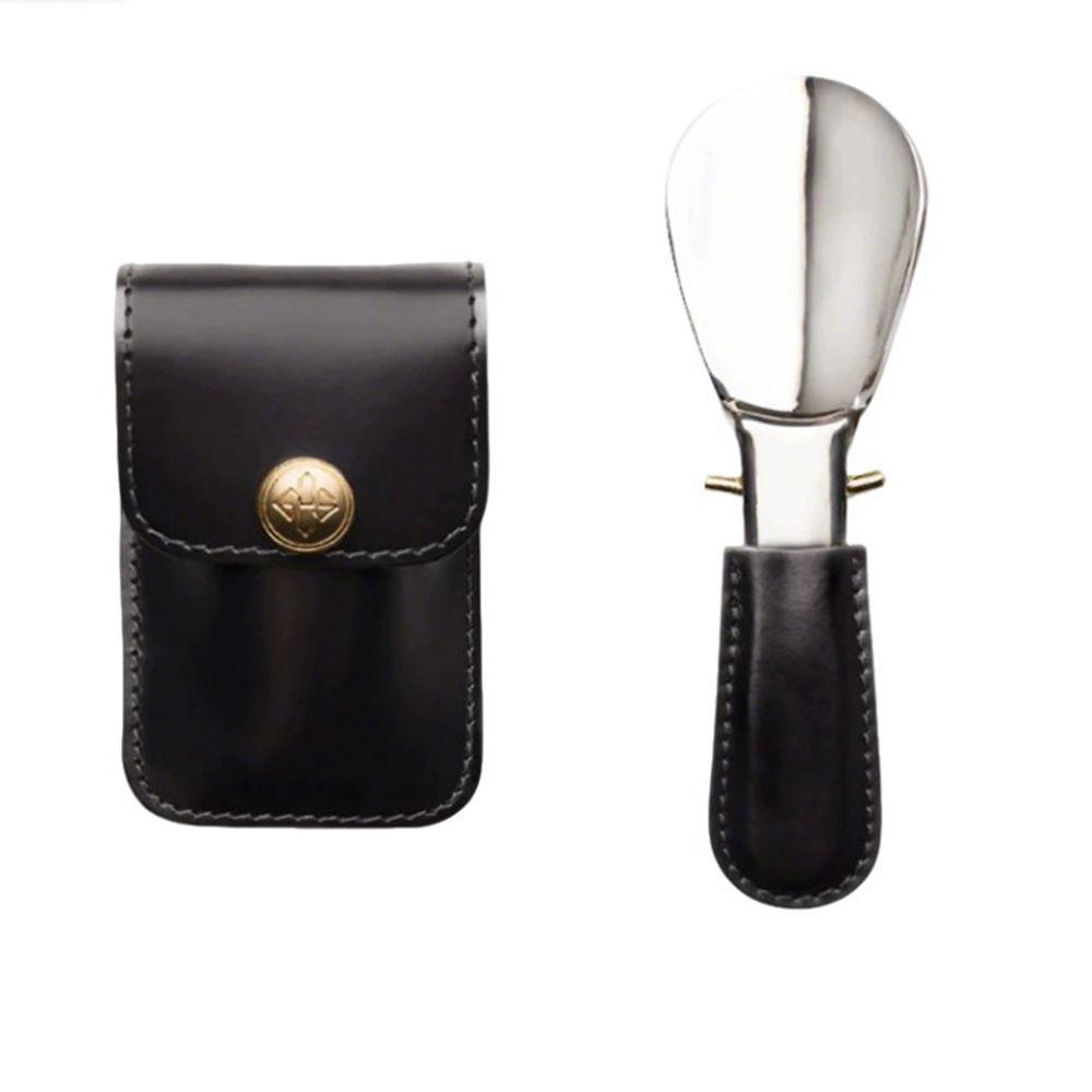 Leather Bag Elderly Person Folding Shoehorn PU Handle Portable Shoe Lifter Tool Office