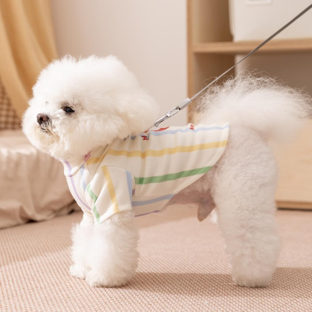 Pet Clothes Base with Autumn and Winter Cute Striped Pajamas Dog Clothes