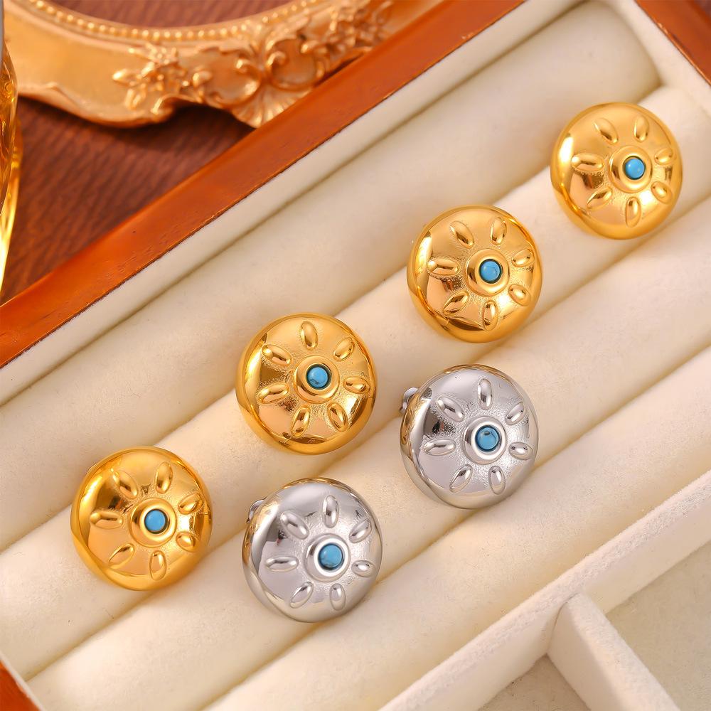 

18K Gold Plated Titanium Enamel Sun Stud Earrings - Non-Fading Color