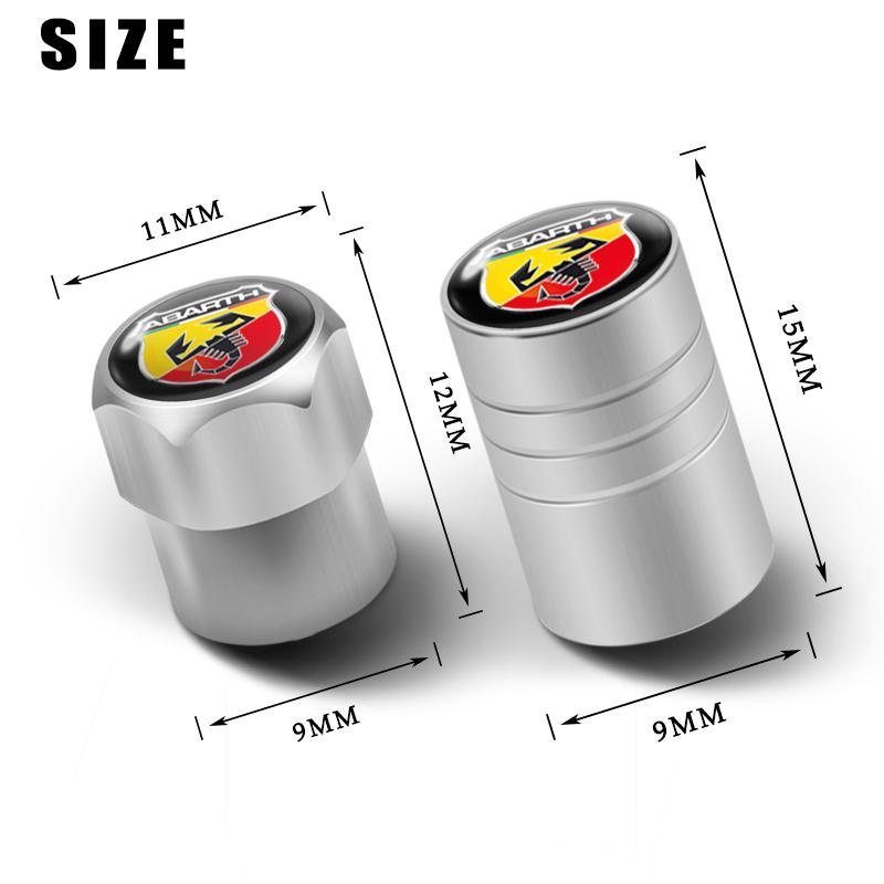 4Pcs 3D Styling Car Wheel Tire Valve Caps Stem Cap Accessories For Fiat Abarth 500 Punto Doblo Stilo Bravo Panda Ducato Pondo