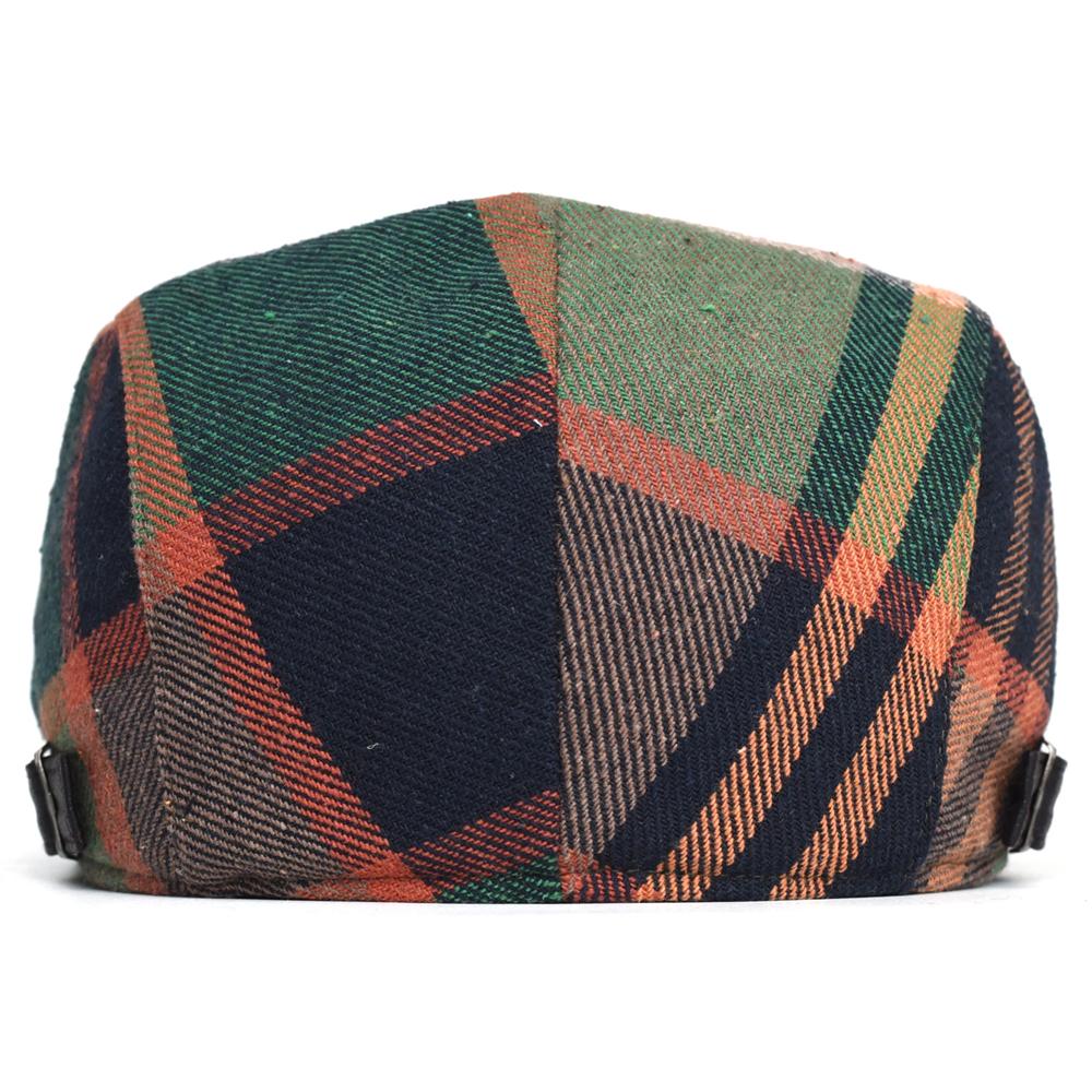 Plaid Newsboy Cap Men Women Four Seasons Vintage Casual Stripe Berets Gatsby Flat Hat Peaked Cap Adjustable