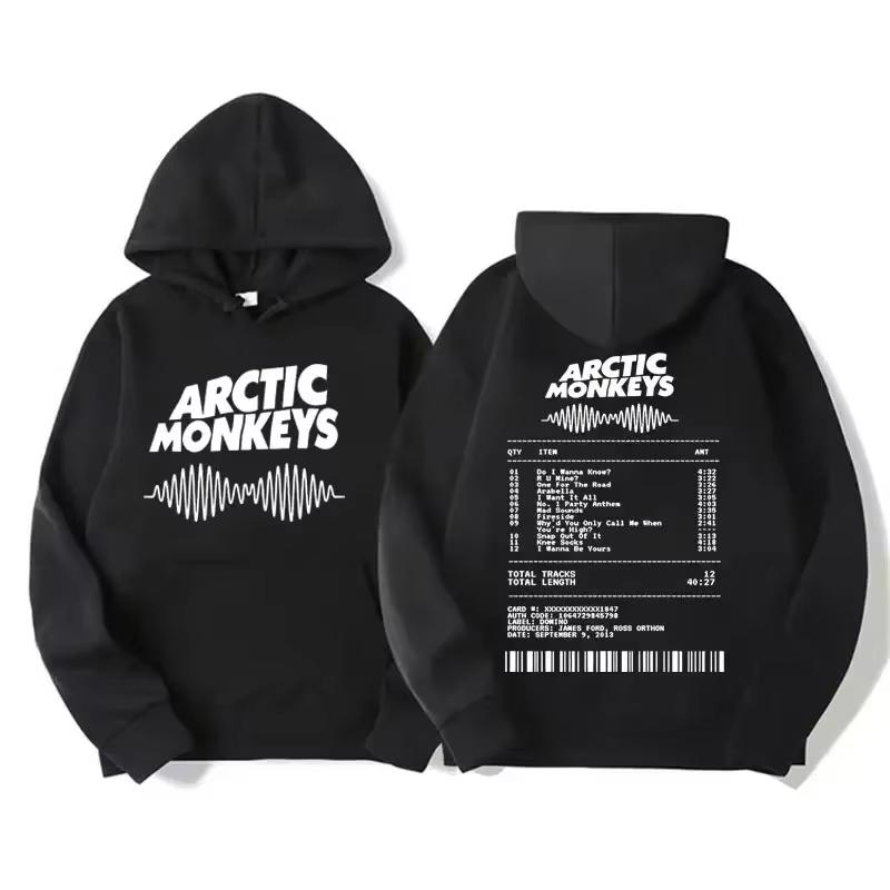 Men's Retro Rock Arctic Monkeys Hoodie - Music Album Pattern Print, Hip Hop Style Oversized Vintage Hooded Sweatshirt WY005