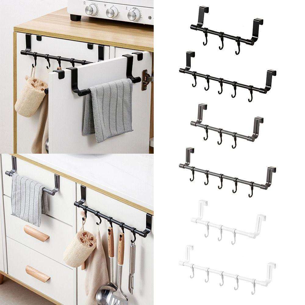 New Multi-purpose Towel Rod Punch-free Towel Storage Bar Over Cabinet Towel Rack with Hook Door Hanging Towel Racks