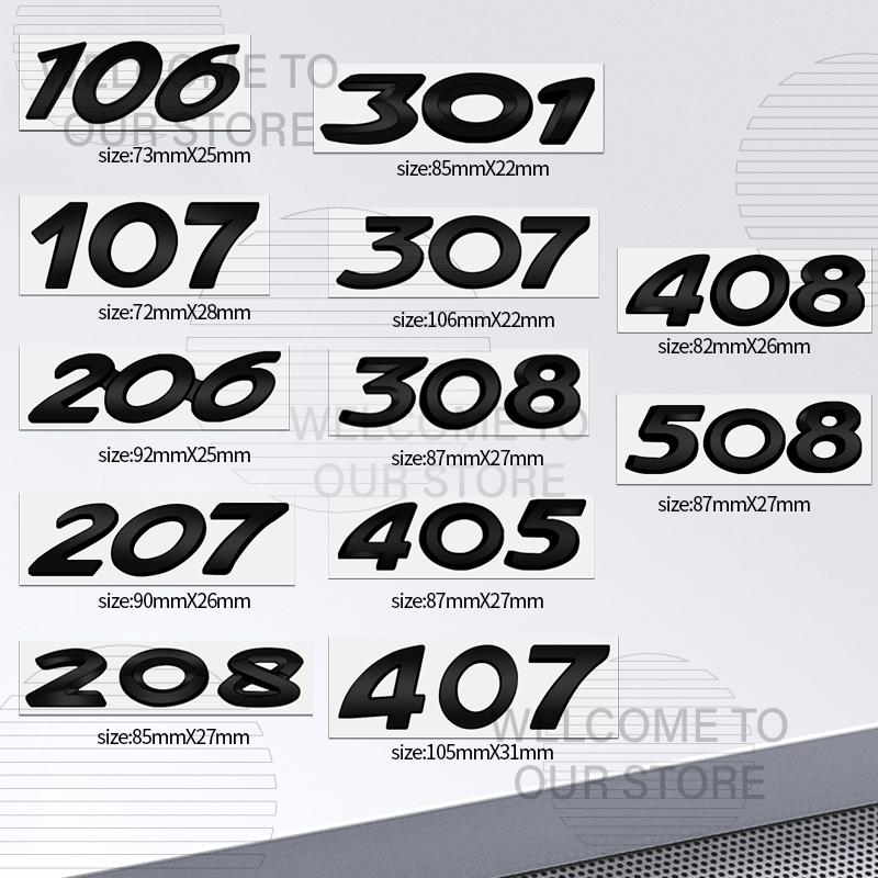 Car Decor Metal For p333 206 207 208 407 107 508 106 301 307 308 405 408 Emblem 3D Sticker Accessories Tail Rear Trunk Decals 333p