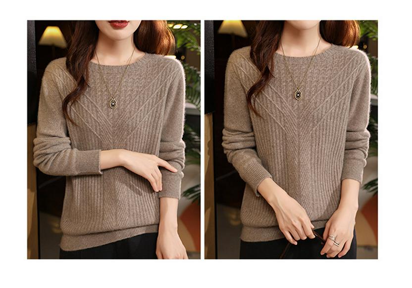 Women's Pure Wool Loose Knit Sweater - Versatile Lazy Style Base Layer Top