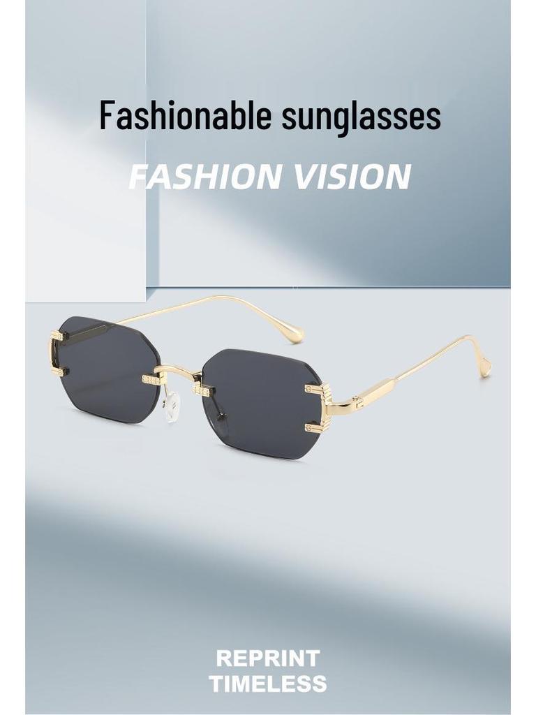 Trendsetting Frameless Metal Sunglasses: High-End Street Style for Men & Women