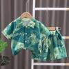 Adorable Boys Hawaiian Floral Shirt And Short Set For Summer Beach Vacation In Soft Cotton