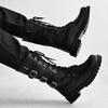 Herren High-Top Stiefel Mode Street Rock Punk Stiefel Motorradstiefel für Herren Schnürstiefel mit Plateau Mid-Calf Lässige Lederstiefel