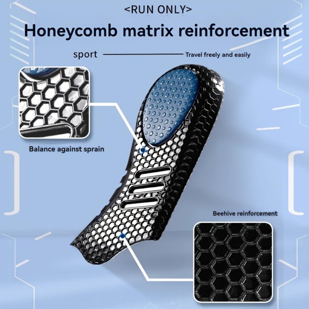 Silicone Sports Insole - Shock-absorbing, Comfortable Cushioning, Suitable for Running and Standing, with Arch Support, Insole