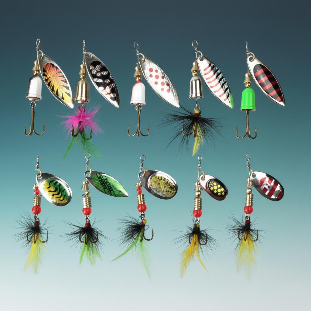 10Pcs Rotary Spinner Lure Kit Metal Composite Durable And Attractive For Freshwater Saltwater Fishing