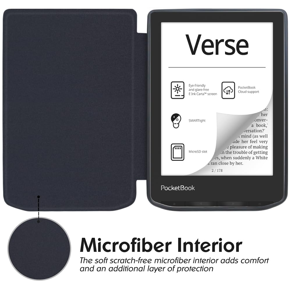 Case for PocketBook Verse 629 and Verse Pro PB634 E-Book Cover PB629 PB634 Protective Cover Soft Shell with Auto Sleep/Awake