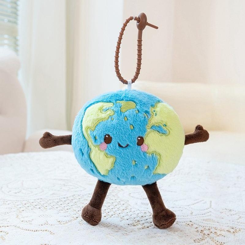 Cute Cartoon Planets Plush Keychain Stuffed Earth Mars Soft Dolls Key Chain Lovely Sun Moon Pendant Bag Decor Kawaii Keychain