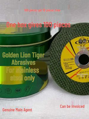 Golden Lion Tiger Durable Metal Cutting Disc - 107mm Hand Grinder Wheel for Iron & Stainless Steel.