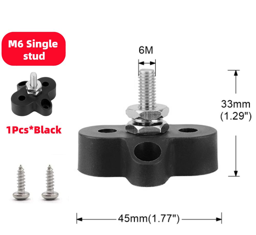 M6 M8 M10 Bus Bar 12V Terminal Block Studs BusBar 12V 5/16" 1/4" Negative Heavy Duty Power Distribution Stud for Truck RV Boat