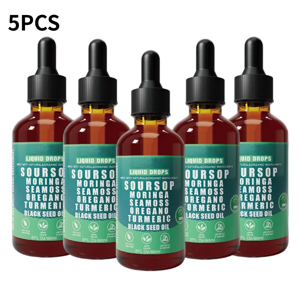 60ml 10-in-1 Natural Soursop Extract Drops High Antioxidant Promote Digestion Pure Concentrated Formula All Ages Use 1-10PCS